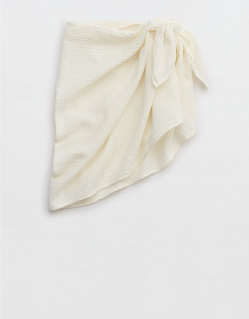 Aerie Gauze Mini Sarong Skirts White | GDF-761524