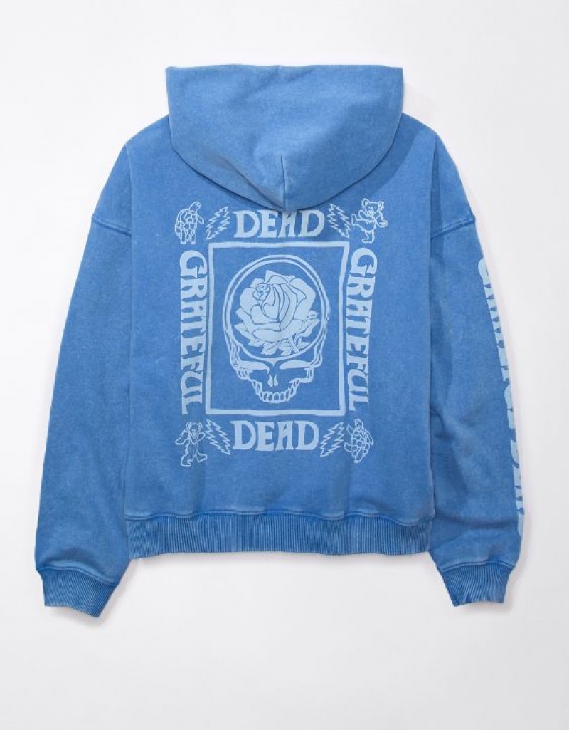 Aerie Grateful Dead Graphic Fleece Hoodie Blue | OAW-654708