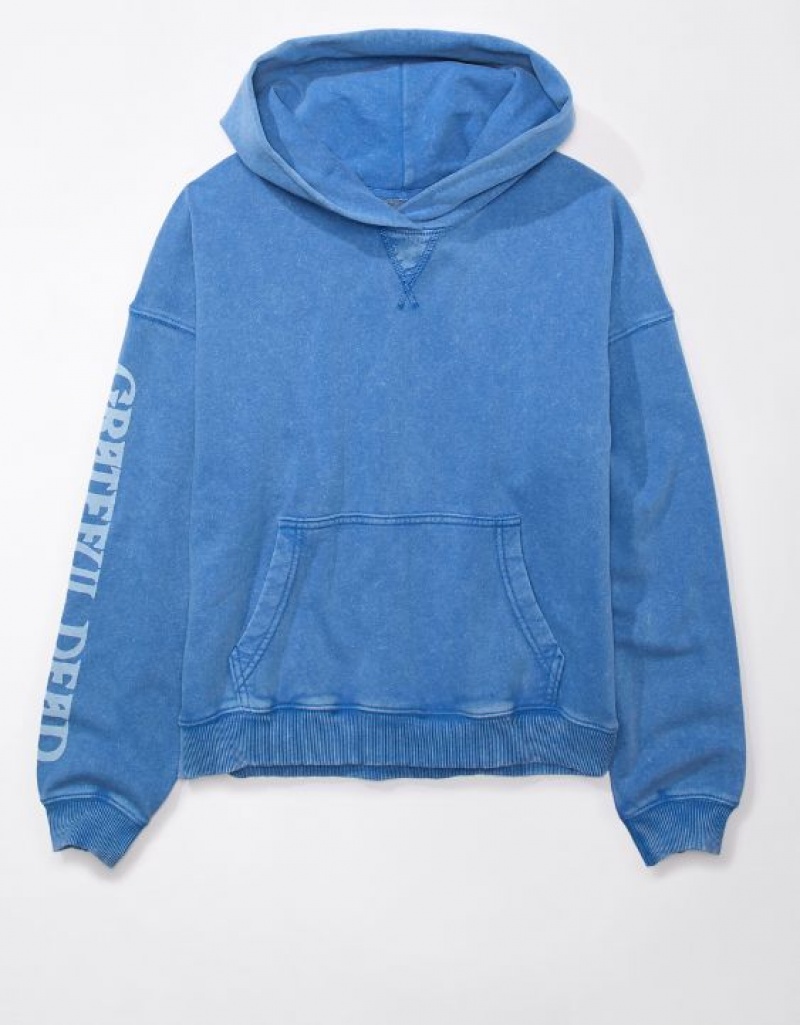 Aerie Grateful Dead Graphic Fleece Hoodie Blue | OAW-654708