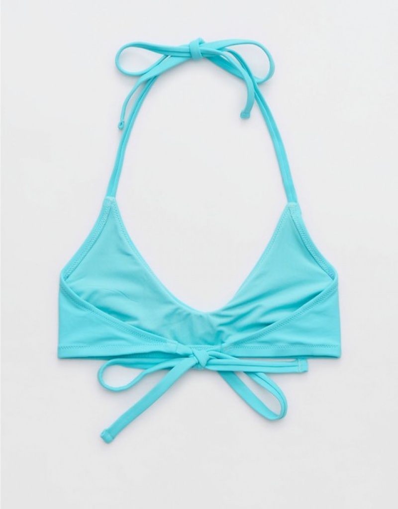 Aerie Halter Voop Bikini Top Blue | ATS-937104