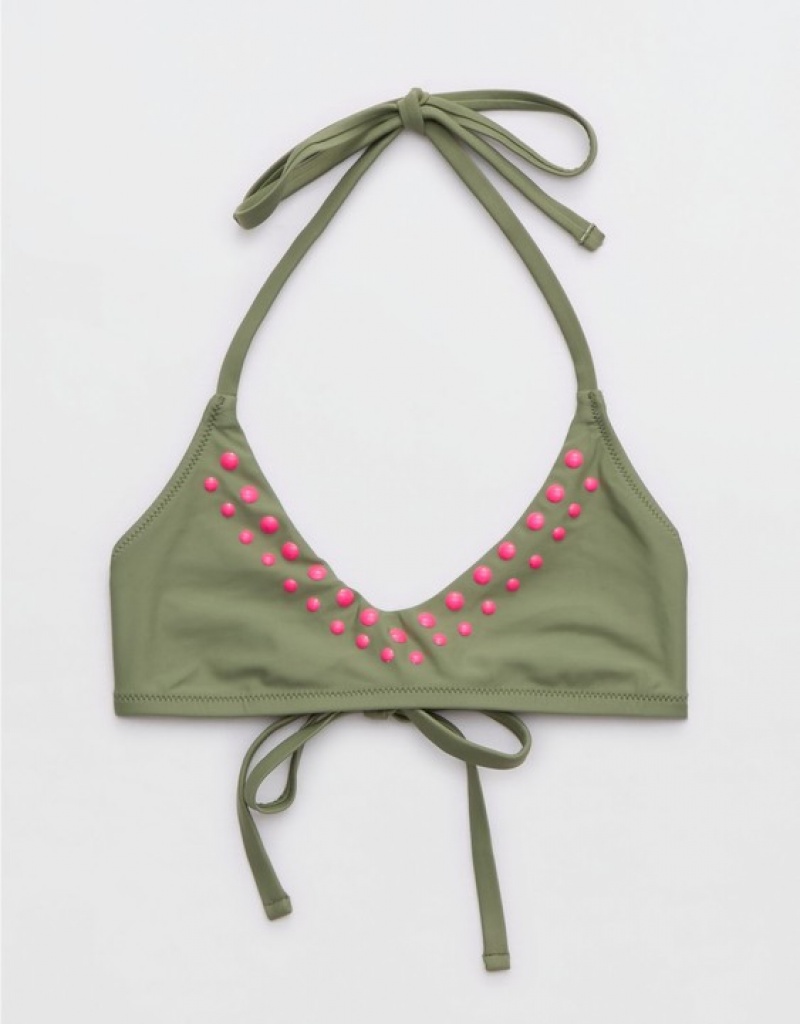 Aerie Halter Voop Bikini Top Olive | DQR-468025