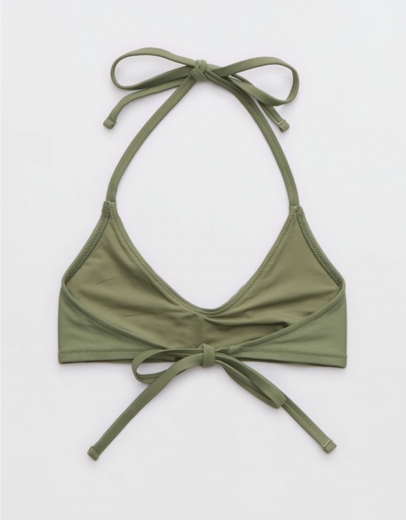 Aerie Halter Voop Bikini Top Olive | DQR-468025