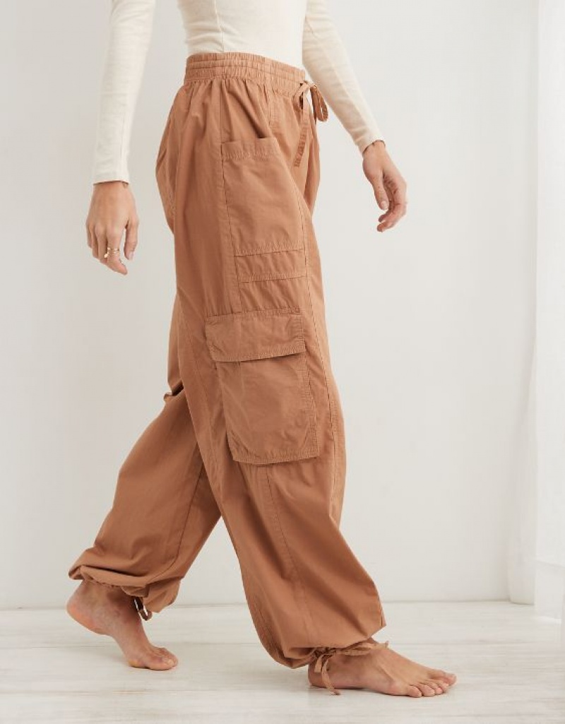 Aerie High Waisted Go-For-Itgy Cargo Pants Brown | LDI-372564