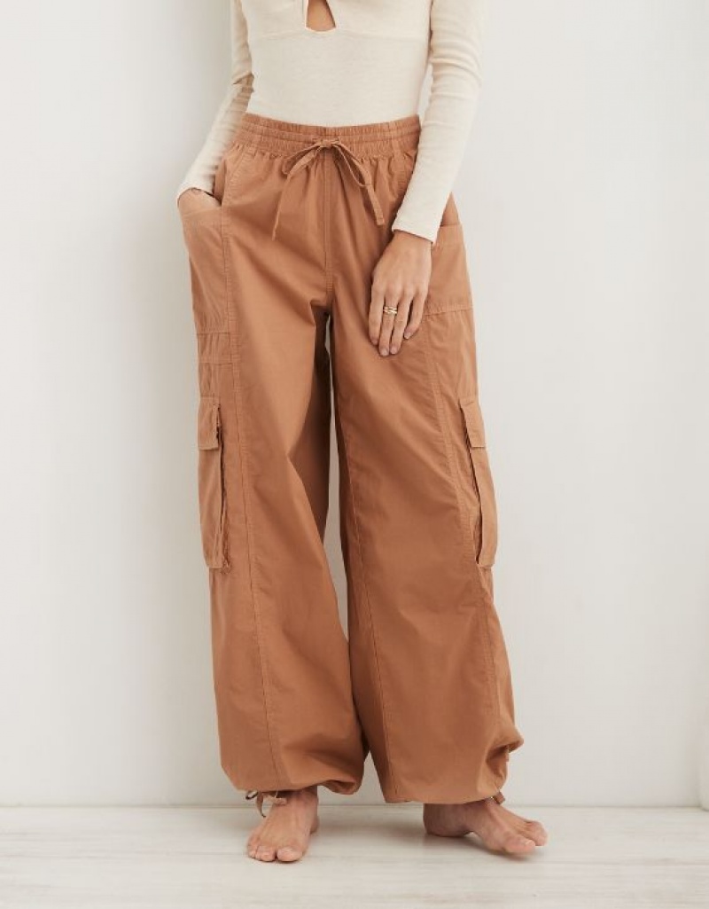 Aerie High Waisted Go-For-Itgy Cargo Pants Brown | LDI-372564