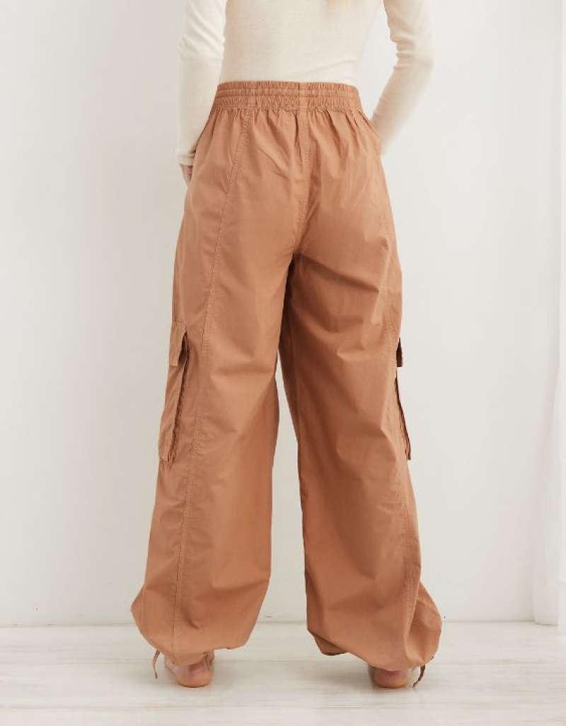 Aerie High Waisted Go-For-Itgy Cargo Pants Brown | LDI-372564