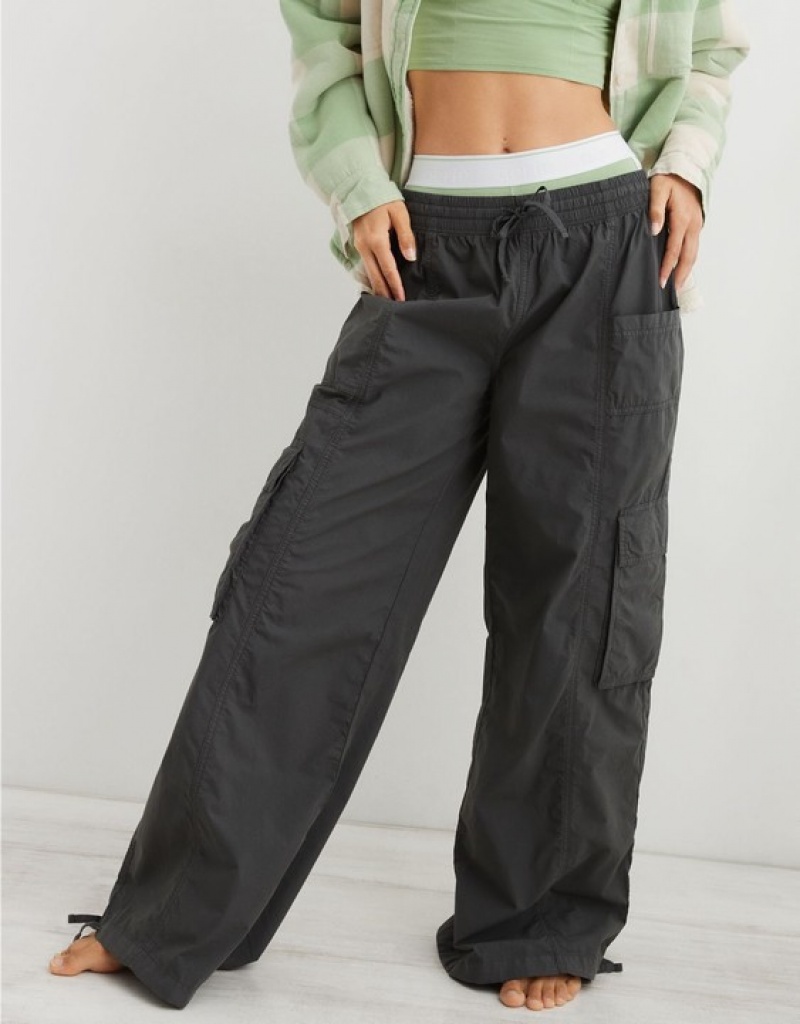 Aerie High Waisted Go-For-Itgy Cargo Pants Grey | JUY-796845