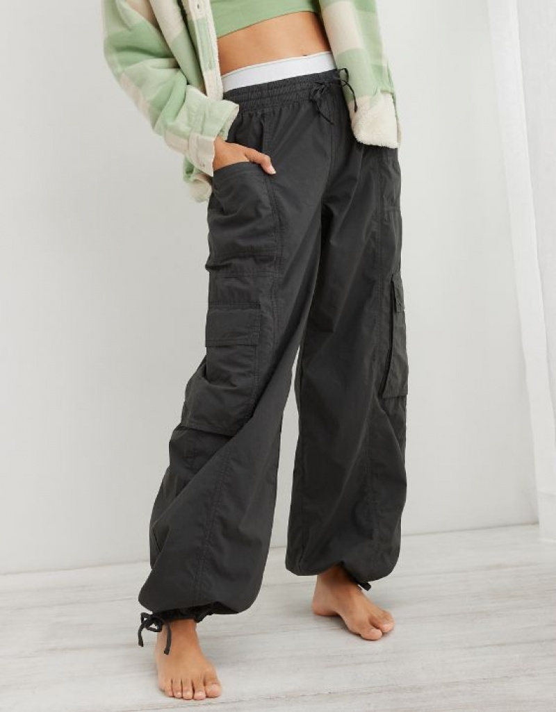 Aerie High Waisted Go-For-Itgy Cargo Pants Grey | JUY-796845