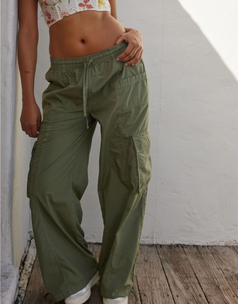 Aerie High Waisted Go-For-Itgy Cargo Pants Olive | DWA-693720