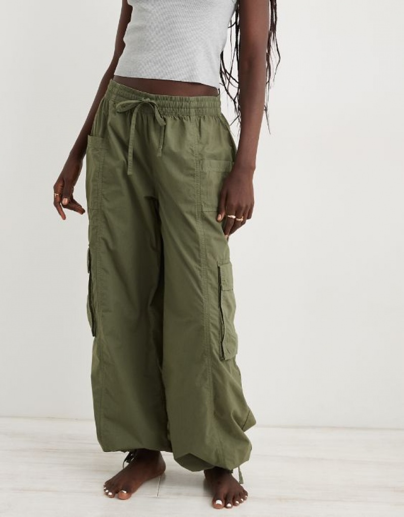 Aerie High Waisted Go-For-Itgy Cargo Pants Olive | DWA-693720