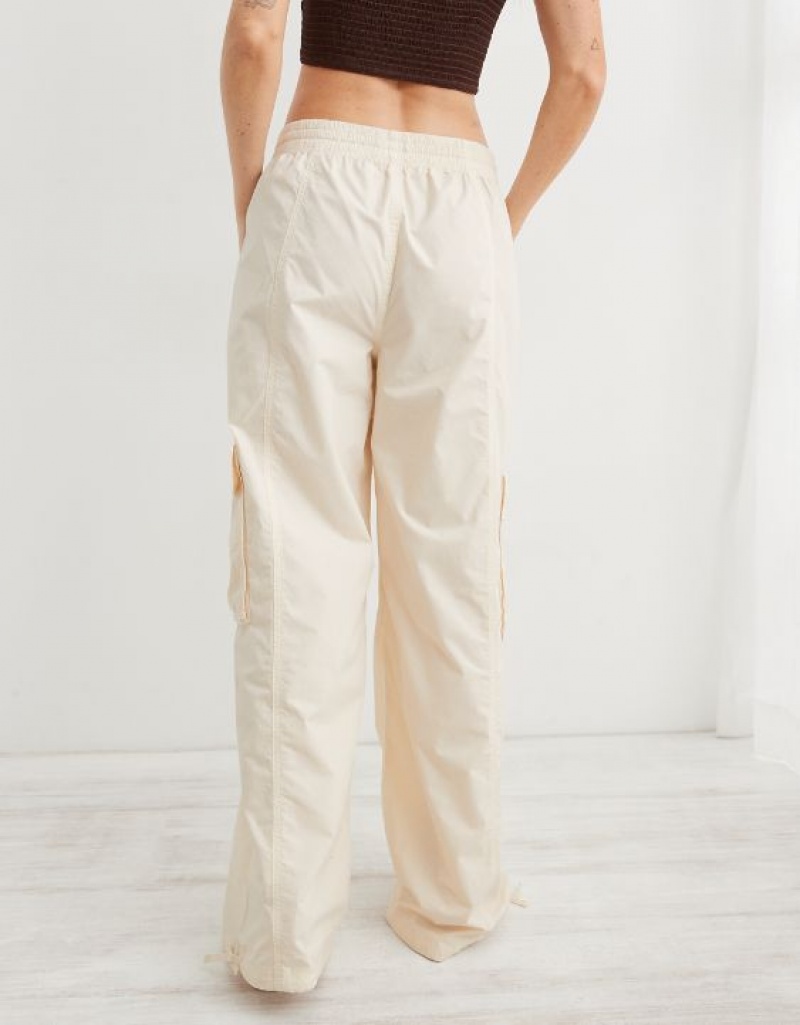 Aerie High Waisted Go-For-Itgy Cargo Pants White | UQD-583216