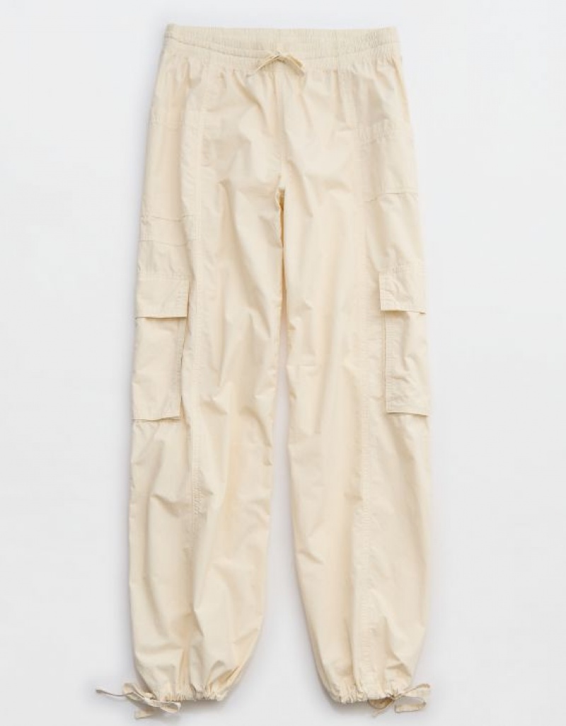 Aerie High Waisted Go-For-Itgy Cargo Pants White | UQD-583216