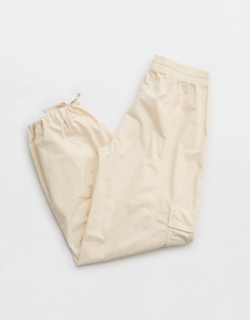 Aerie High Waisted Go-For-Itgy Cargo Pants White | UQD-583216