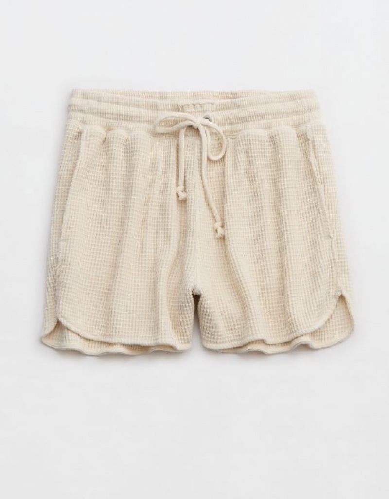 Aerie High Waisted LumberJane Waffle Shorts White | FYM-032519