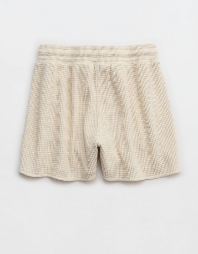 Aerie High Waisted LumberJane Waffle Shorts White | FYM-032519