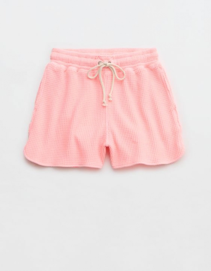 Aerie High Waisted LumberJane Waffle Shorts Pink | GQZ-937182