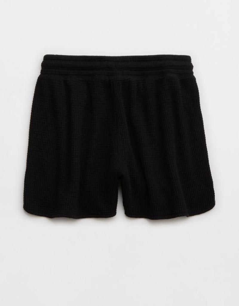 Aerie High Waisted LumberJane Waffle Shorts Black | KQY-256983