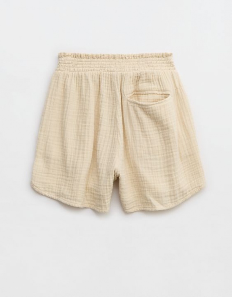 Aerie High Waisted Pool-To-Party Shorts Beige | SJK-158062