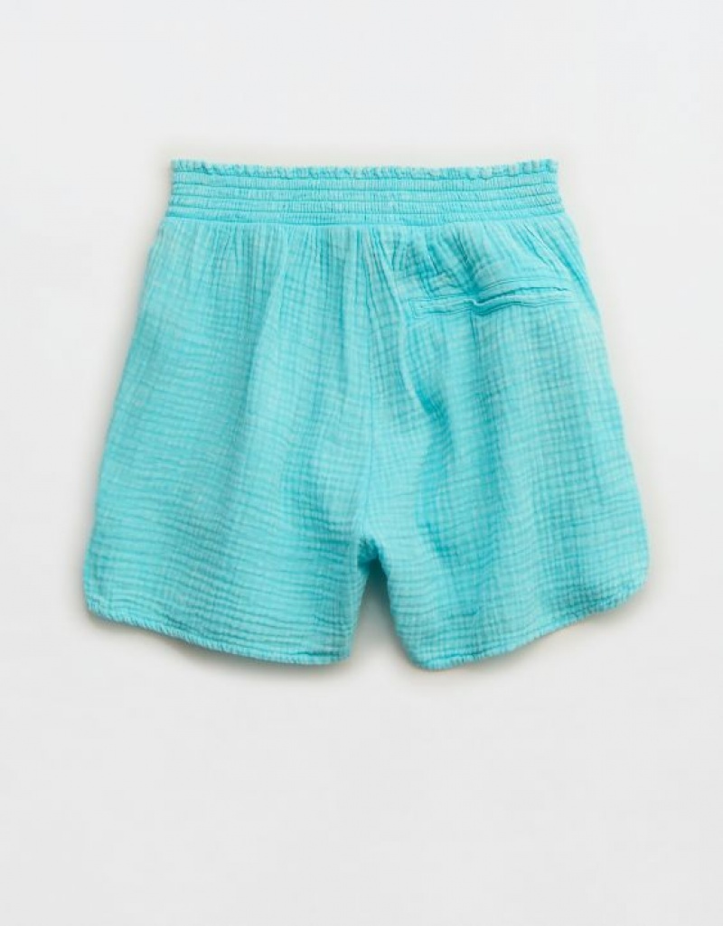 Aerie High Waisted Pool-To-Party Shorts Blue | RLI-967580