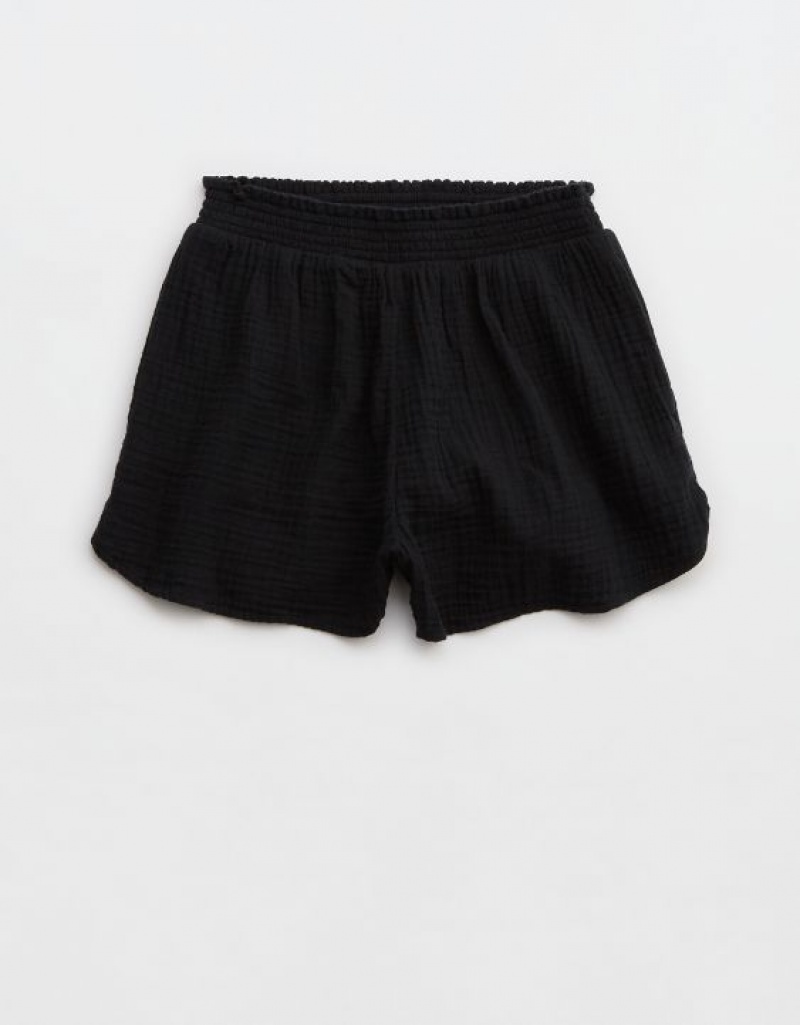 Aerie High Waisted Pool-To-Party Shorts Black | JDF-805746