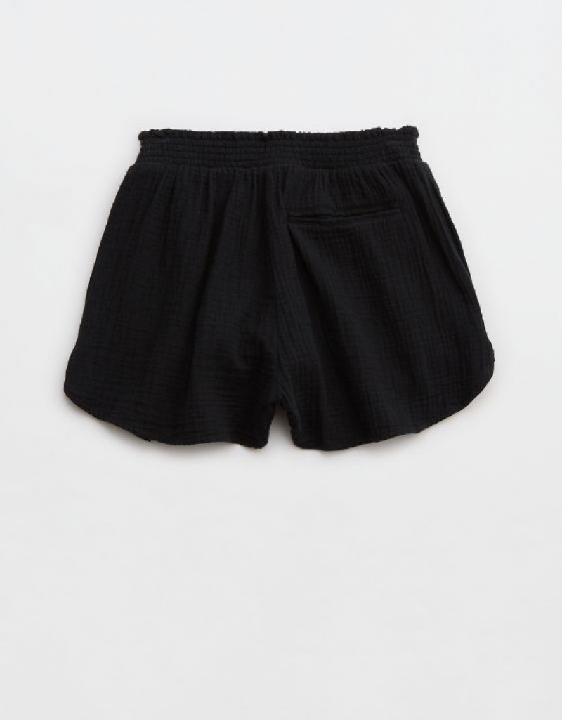 Aerie High Waisted Pool-To-Party Shorts Black | JDF-805746