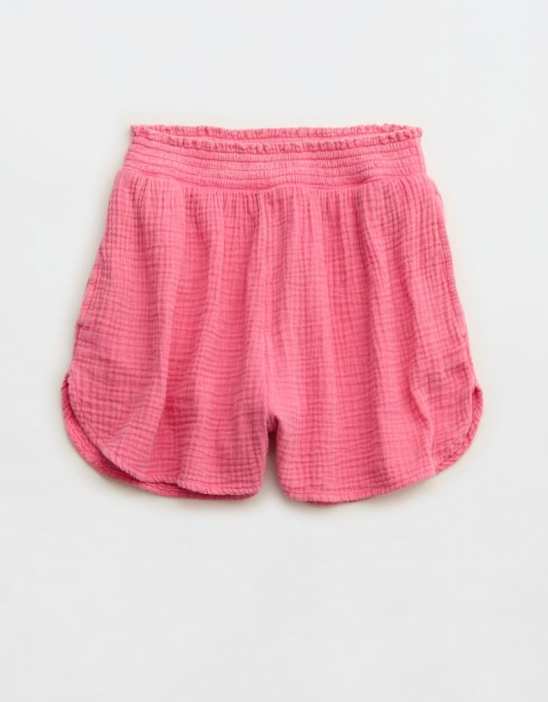 Aerie High Waisted Pool-To-Party Shorts Pink | ZAD-823514