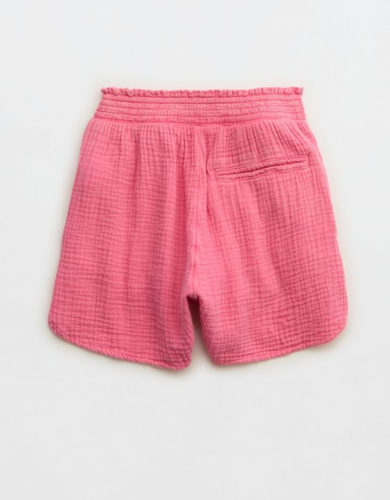 Aerie High Waisted Pool-To-Party Shorts Pink | ZAD-823514