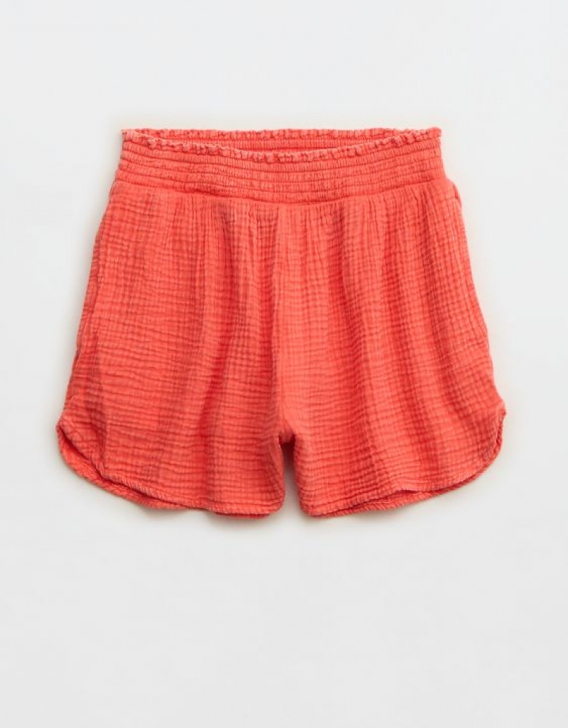 Aerie High Waisted Pool-To-Party Shorts Red | IZQ-529360