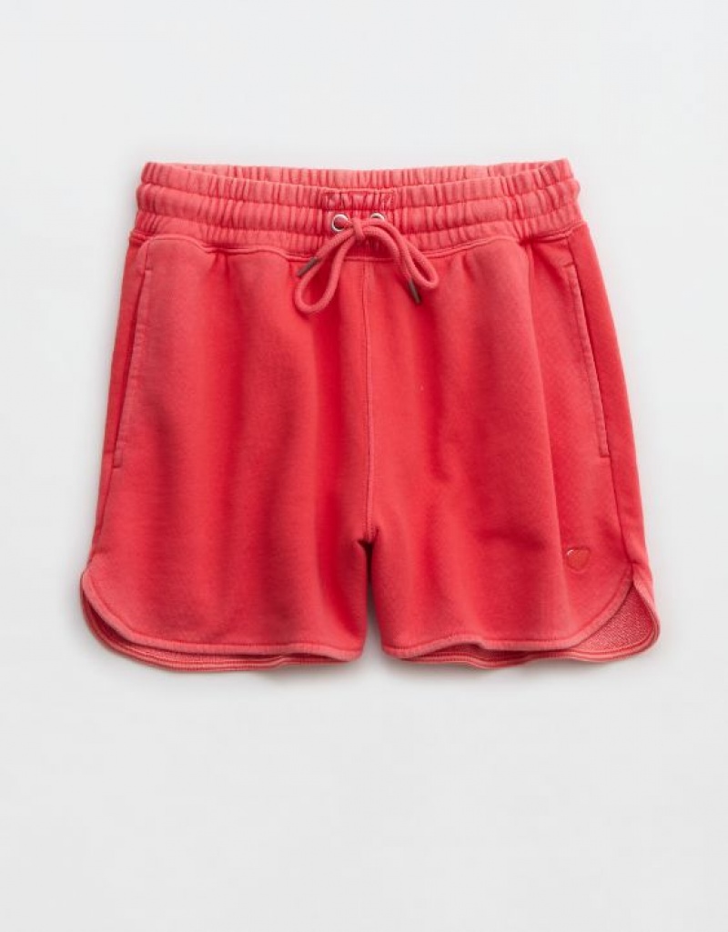 Aerie High Waisted REAL Shorts Red | YBR-123864