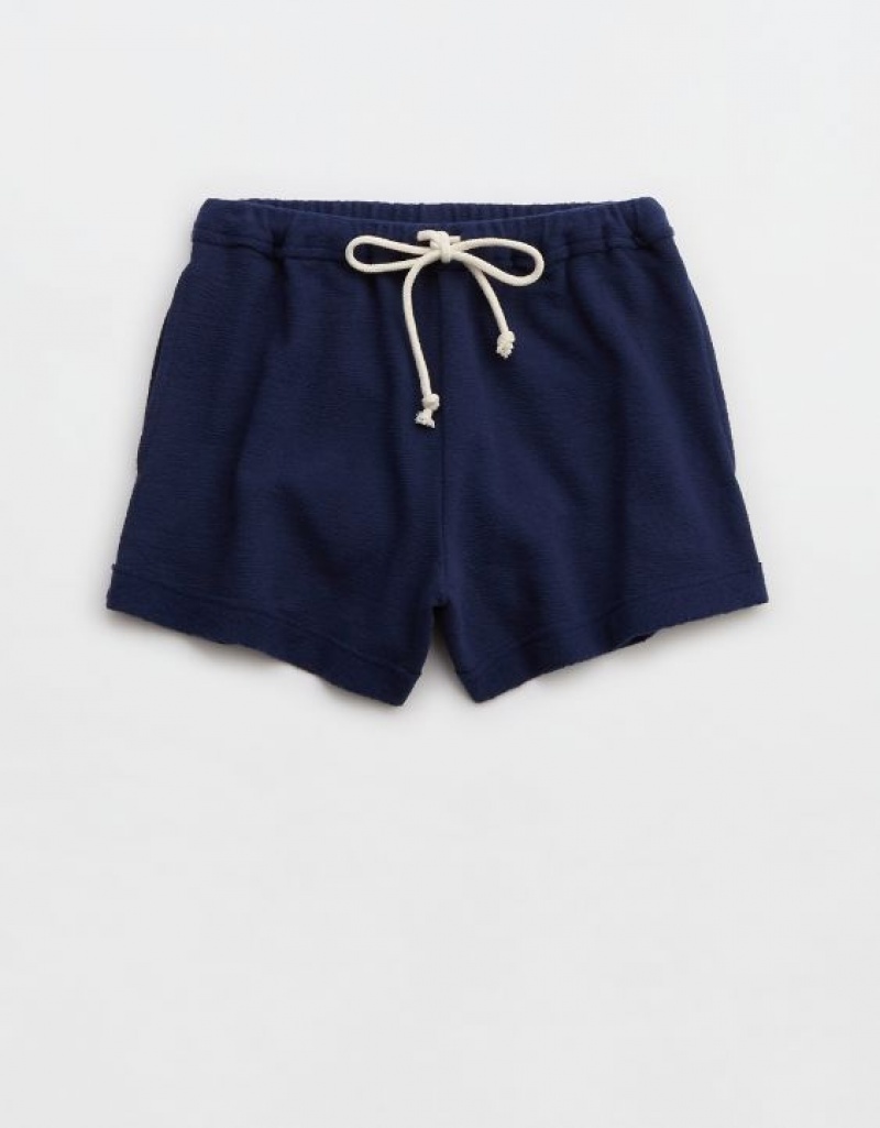 Aerie High Waisted Restart Shorts Navy | KCX-321784