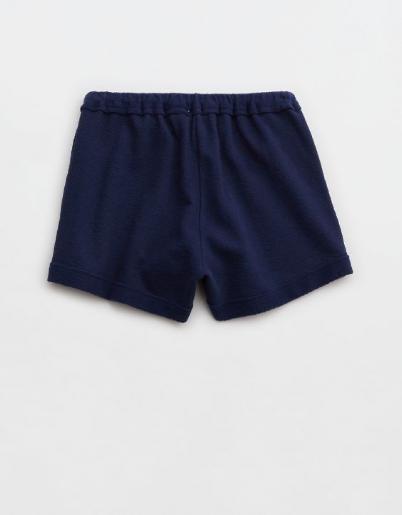 Aerie High Waisted Restart Shorts Navy | KCX-321784