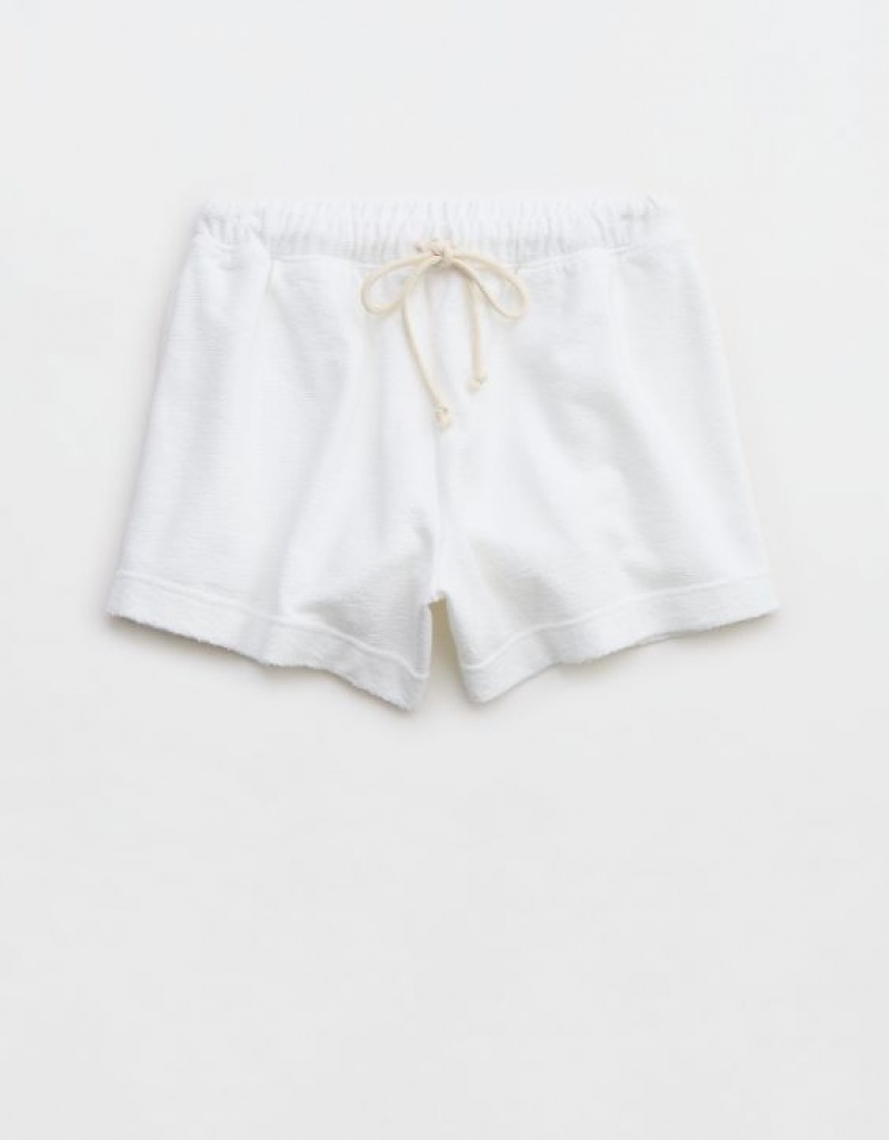 Aerie High Waisted Restart Shorts White | IVT-350419