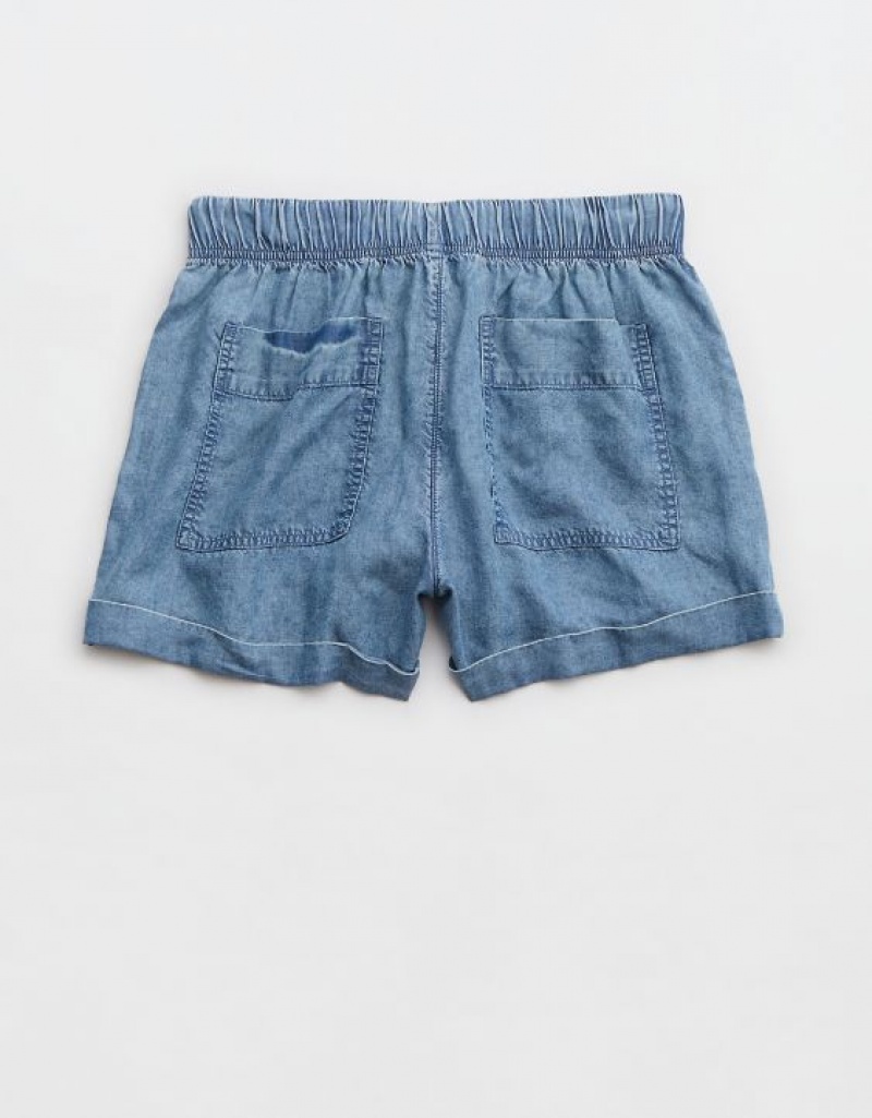 Aerie High Waisted Tie Waist Shorts Indigo / Wash | EID-956813