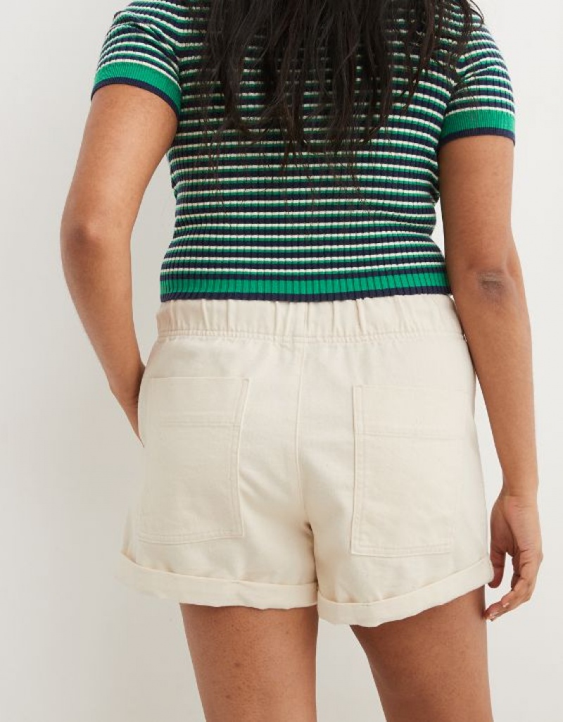 Aerie High Waisted Tie Waist Shorts White | JEH-587432