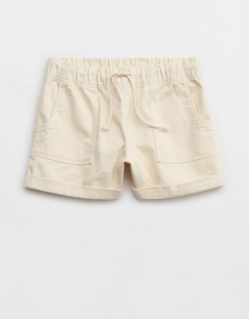 Aerie High Waisted Tie Waist Shorts White | JEH-587432