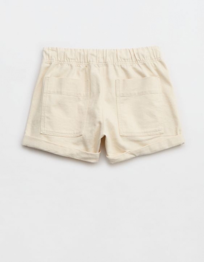 Aerie High Waisted Tie Waist Shorts White | JEH-587432