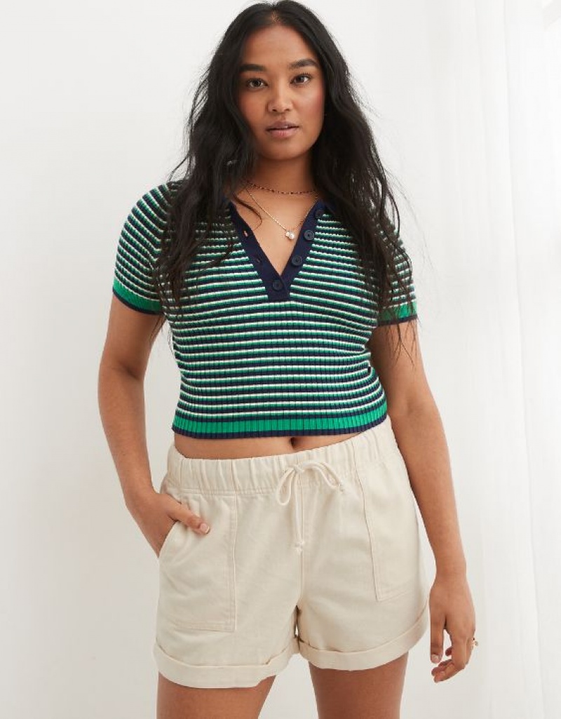 Aerie High Waisted Tie Waist Shorts White | JEH-587432