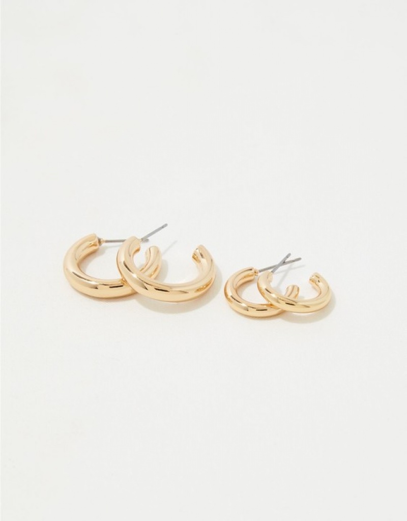 Aerie Hoop Earring 2-Pack Jewelry Gold | HAE-921750