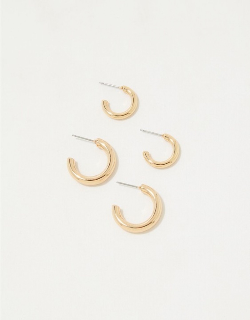 Aerie Hoop Earring 2-Pack Jewelry Gold | HAE-921750