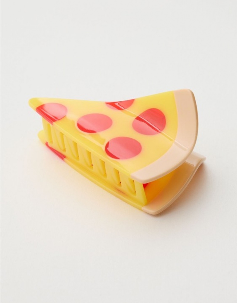 Aerie Jenny Lemons Pizza Hair Claw Clip Hair Accessories Yellow | ZDU-728961