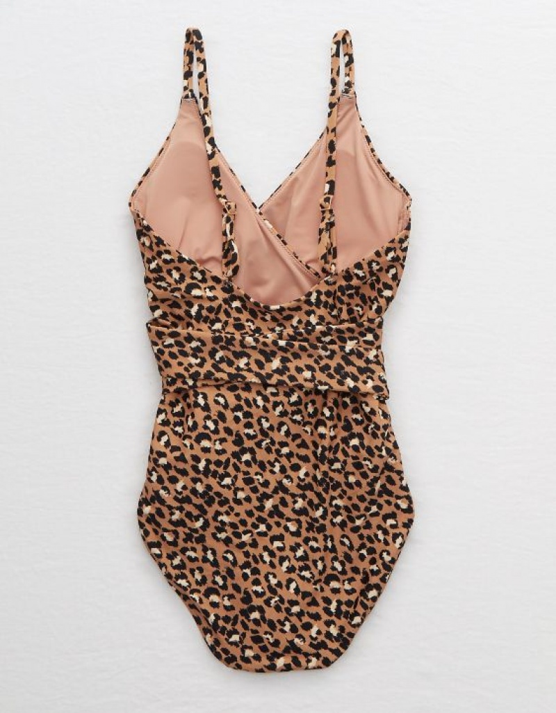 Aerie Leopard Wrap One Piece Swimsuits Leopard | SLB-675324