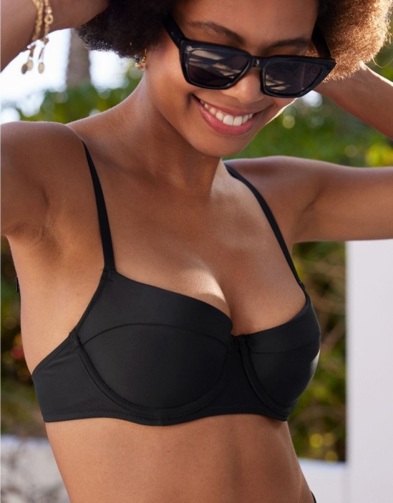 Aerie Lightly Lined Underwire Bikini Top Black | XZY-745013