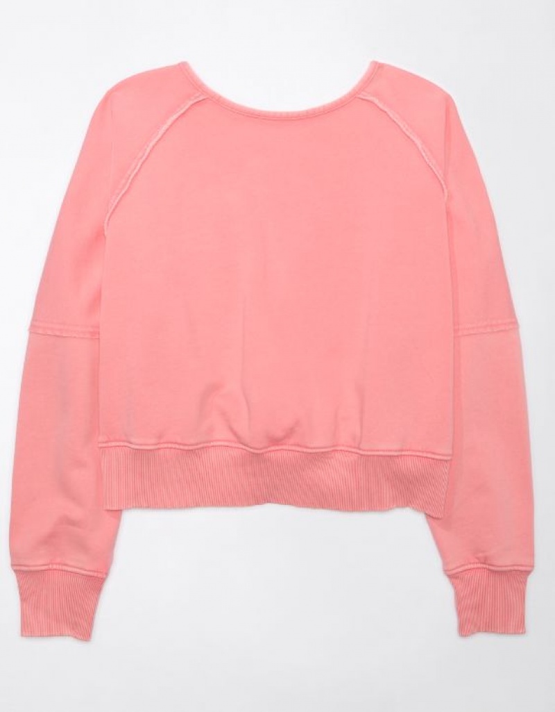 Aerie Long-Sleeve Cropped Twist-Back Sweatshirts Coral | KTF-234180