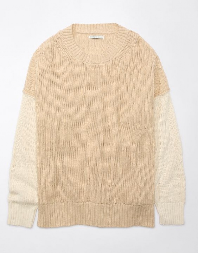 Aerie Long Weekend Crewneck Sweater Brown | OJK-651382