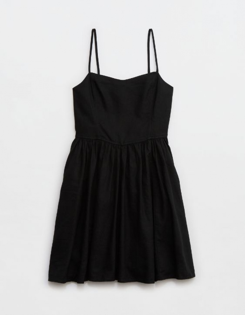 Aerie Love Of Linen Mini Dress Black | FJZ-705391