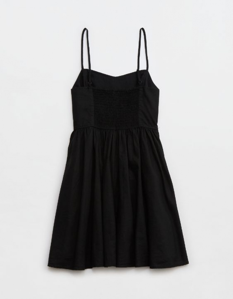 Aerie Love Of Linen Mini Dress Black | FJZ-705391