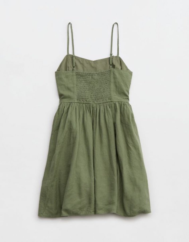 Aerie Love Of Linen Mini Dress Olive | XBO-670285