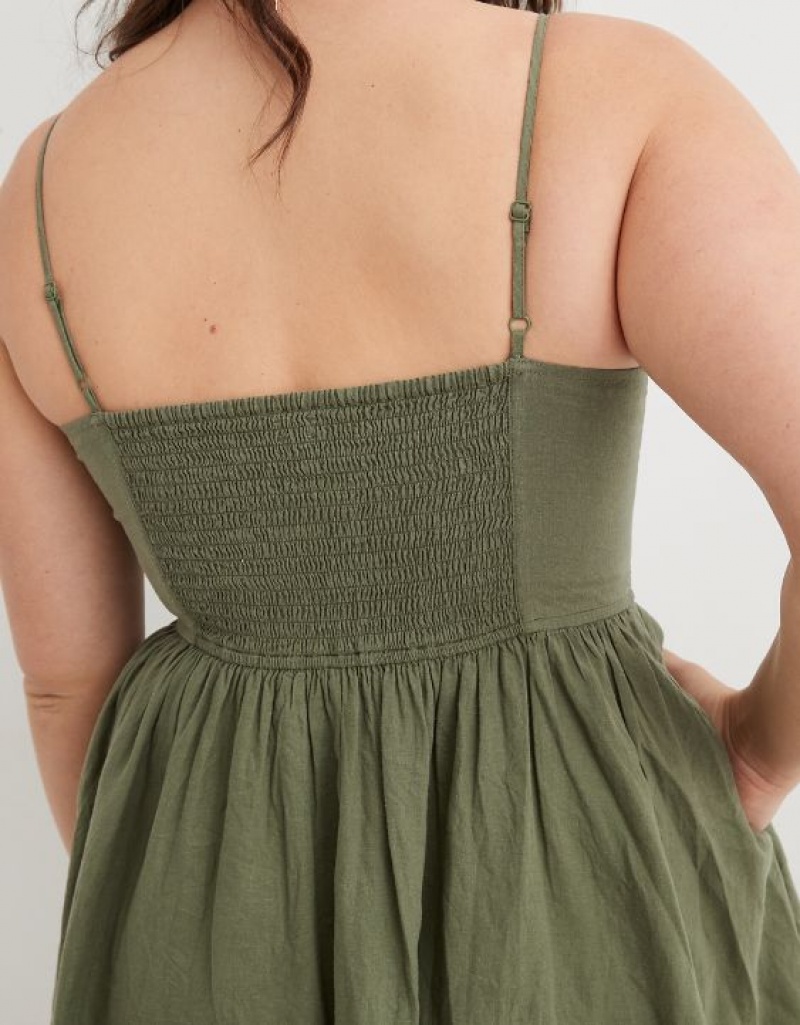 Aerie Love Of Linen Mini Dress Olive | XBO-670285