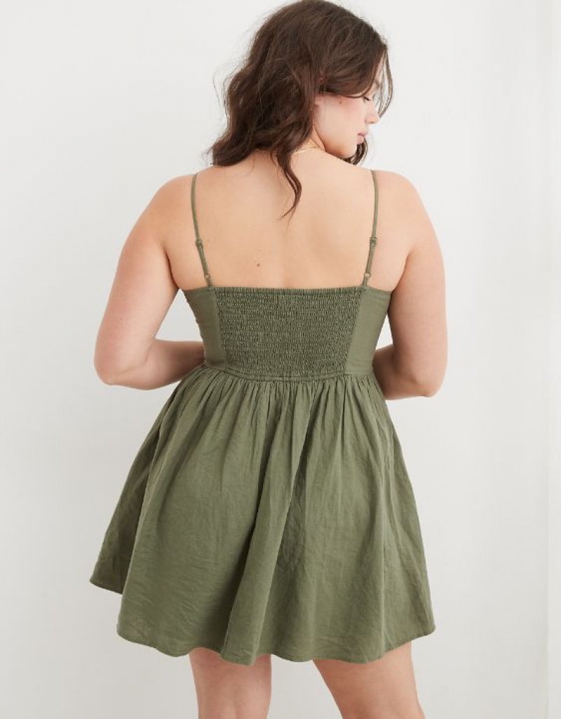 Aerie Love Of Linen Mini Dress Olive | XBO-670285