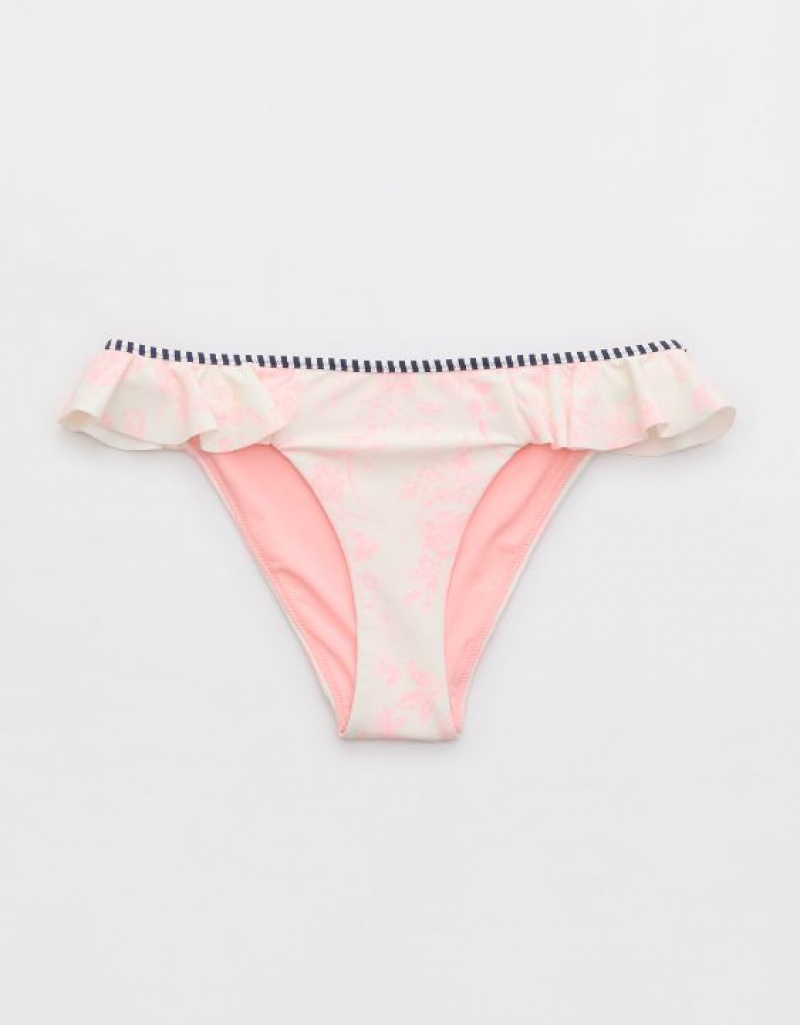 Aerie Low Rise Ruffle Cheeky Bikini Bottom Pink | JBD-197504