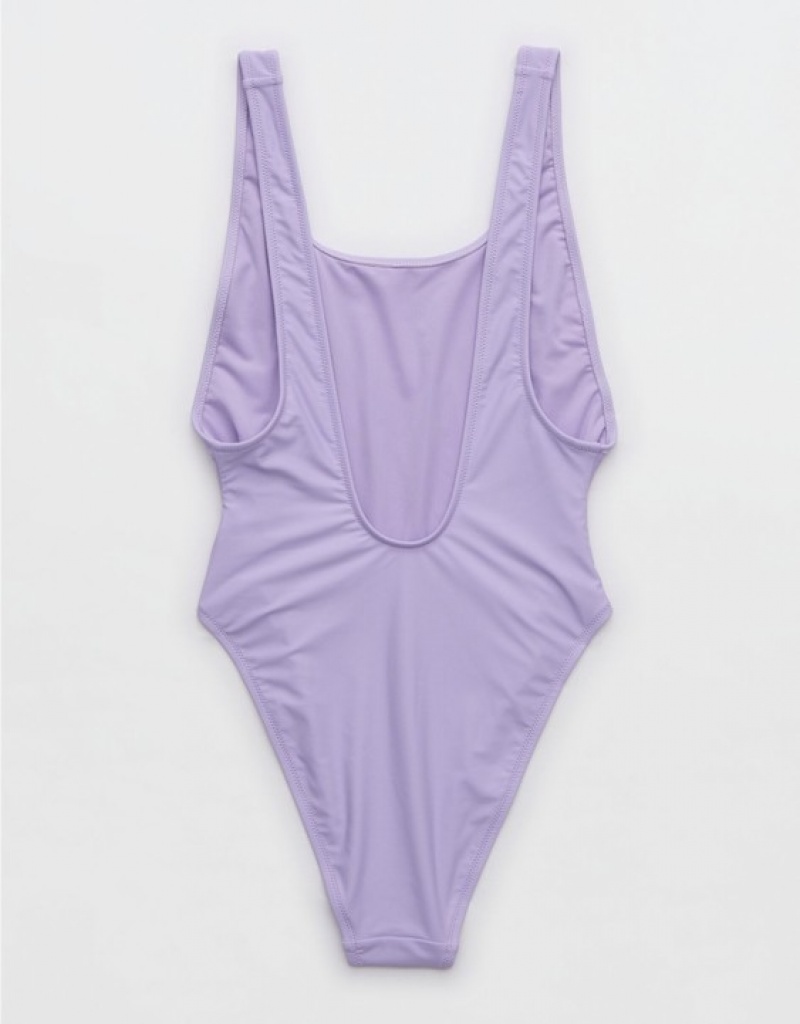 Aerie MTV Birthday Scoop One Piece Swimsuits Purple / Wash | BHR-697403